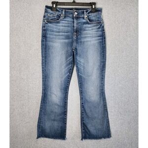 7 For All Mankind High Waist Slim Kick‎ Boot 26" Crop Med Wash Jeans Women's 30